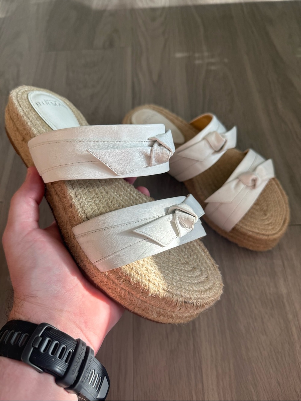 Alexandre Birman White Leather Espadrille Platform Slide Sandals Size 39.5 - Picture 2 of 7